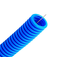 Труба ППЛ гибкая гофр. д.32мм, лёгкая с протяжкой, 25м, цвет синий