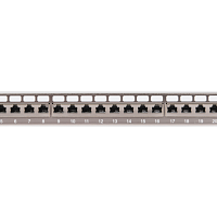 Коммутационная панель NIKOMAX 19", 1U, 24 порта, Кат.6a (Класс Ea), 500МГц, RJ45/8P8C, 110/KRONE, T568B, полный экран, с органайзером, металлик - гара