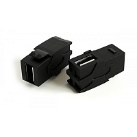 Вставка формата Keystone Jack с проходным адаптером USB 2.0 (Type A), 90 градусов, ROHS, черная