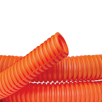 Труба ПНД гибкая гофр. д.25мм, тяжёлая с протяжкой, 50м, цвет оранжевый