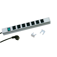 Блок розеток для 19" шкафов, 7 IEC 320 C13, индикатор, шнур 3 м. (LZ-114)