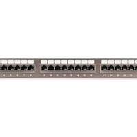 Коммутационная панель NIKOMAX 19", 1U, 24 порта, Кат.5e (Класс D), 100МГц, RJ45/8P8C, 110/KRONE, T568A/B, полный экран, с органайзером, металлик - гар