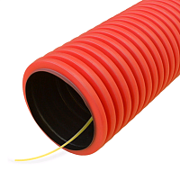 Труба гофрированная двустенная ПЭ жесткая тип 750 (SN17) красная д90 6м (36м/уп) Промрукав