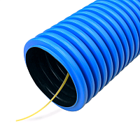 Труба гофрированная двустенная ПЭ жесткая тип 750 (SN14) синяя д110 5,7м (34,2м/уп) Промрукав
