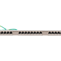 Коммутационная панель NIKOMAX 19", 0,5U, 24 порта, Кат.6 (Класс E), 250МГц, RJ45/8P8C, 110/KRONE, T568A/B, полный экран, с органайзером, металлик - га