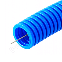 Труба гофрированная ПП тяжёлая 750 Н безгалогенная (HF) синяя с/з д32 (25м/1375м уп/пал) Промрукав