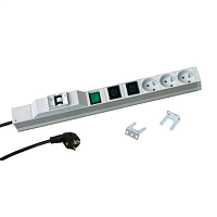 Блок розеток для 19" шкафов, 3 розетки + 2 IEC 320 C13 с индикатором и автоматом (LZ-312) (Schuko)