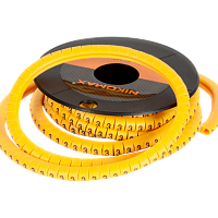 Маркер NIKOMAX кабельный, трубчатый, эластичный, под кабели 3,6-7,4мм, буква "E", желтый, уп-ка 500шт.