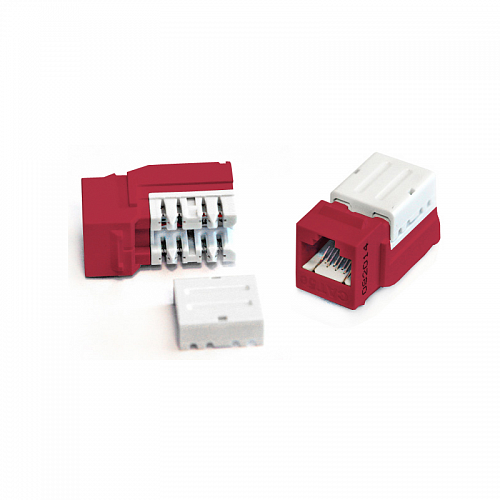 Hyperline KJNE-8P8C-C6-90-RD Вставка Keystone Jack RJ-45(8P8C), категория 6, 110 IDC, заделка с помо