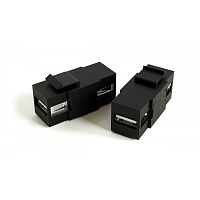 Вставка формата Keystone Jack с проходным адаптером USB 2.0 (Type A-B), ROHS, черная