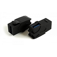 Вставка формата Keystone Jack с проходным адаптером USB 3.0 (Type A), 90 градусов, ROHS, черная
