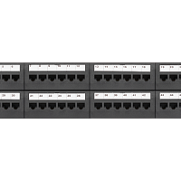 Коммутационная панель NIKOMAX 19", 2U, 48 портов, Кат.6 (Класс E), 250МГц, RJ45/8P8C, 110/KRONE, T568A/B, неэкранированная, с органайзерами, черная - 
