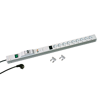 Блок розеток, 9 розеток CEE 7/5 (UTE) + 1 розетка IEC 320 C13 , с индикатором, автоматом, защитой от перенапряжения и фильтром 