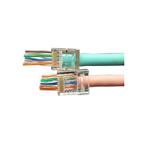 Разъем легкой оконцовки RJ-45 (8P8C) под витую пару, категория 5 (50 µ"/ 50 микродюймов), универсальный (для одножильного и многожильного кабеля)100шт